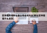 区块链高端孵化器公司名称大全[孵化区块链是什么意思]